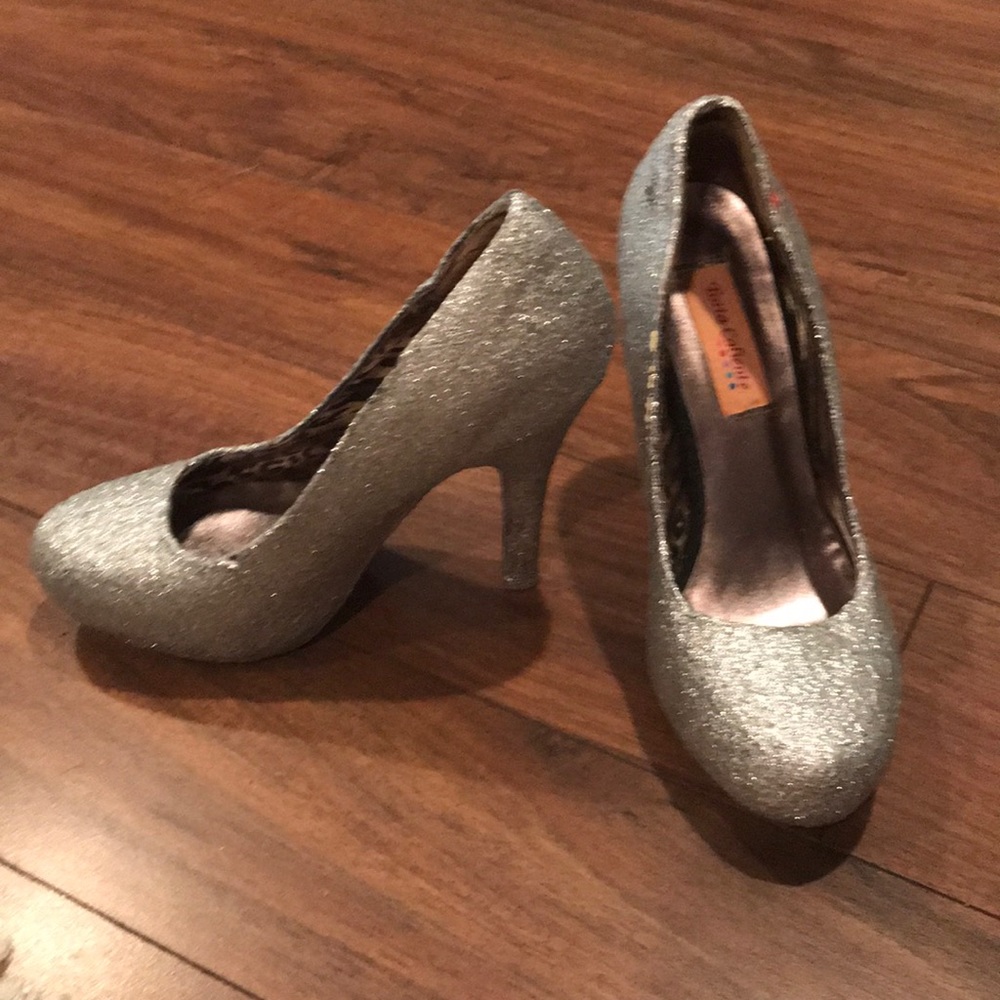 Sparkling silver heels
